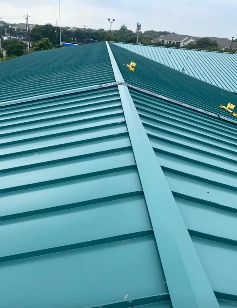 Green commercial metal roof ridge and valley for Metal Roof Repair in Skippack